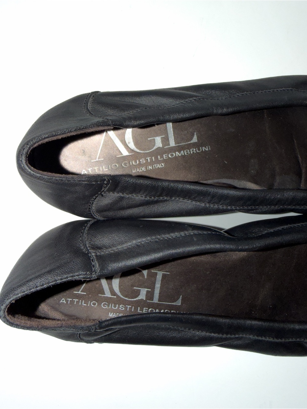 AGL Black Ballet Flats Patent Cap Toe Black Leather Pewter Buckle Women Sz 41/10 - Picture 6 of 12